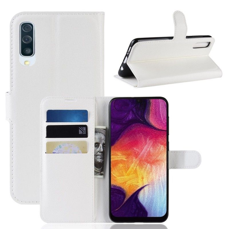 Flip Cover Læder for Samsung Galaxy A50 Sort Retro Kunstlæder