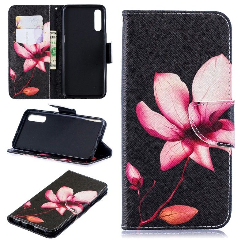 Flip Cover Læder Samsung Galaxy A50 Lyserød Blomst