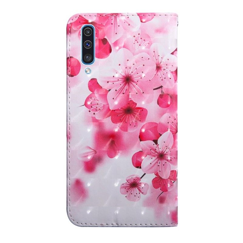 Flip Cover Læder Samsung Galaxy A50 Lyserøde Blomster Beskyttelse