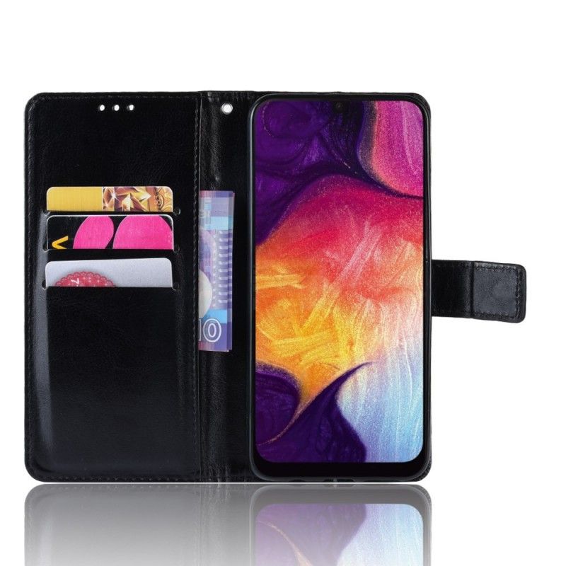 Flip Cover Læder Samsung Galaxy A50 Sort Firkantet Imiteret Læder Beskyttelse