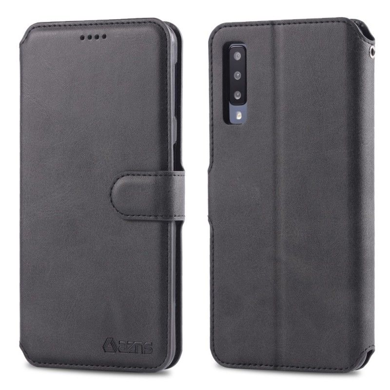 Flip Cover Læder Samsung Galaxy A50 Sort Retro Azns