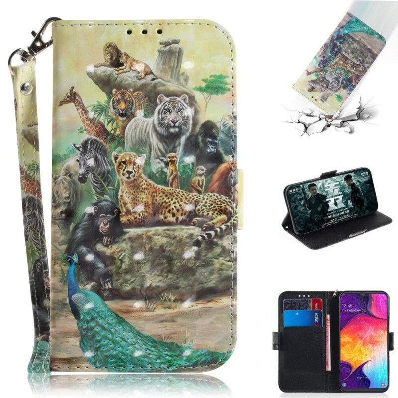 Flip Cover Læder Samsung Galaxy A50 Thong Safari Dyr