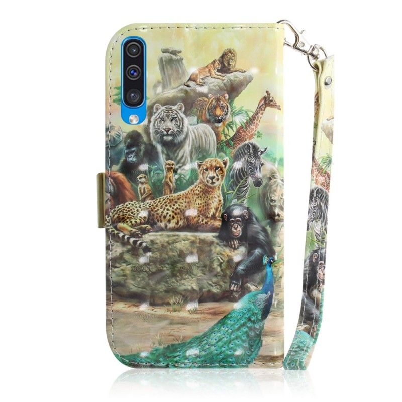 Flip Cover Læder Samsung Galaxy A50 Thong Safari Dyr