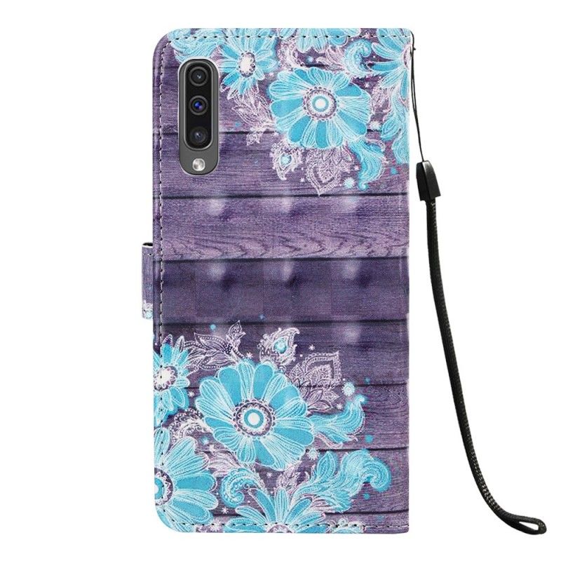 Flip Cover Samsung Galaxy A50 Mobilcover Blå Blomster