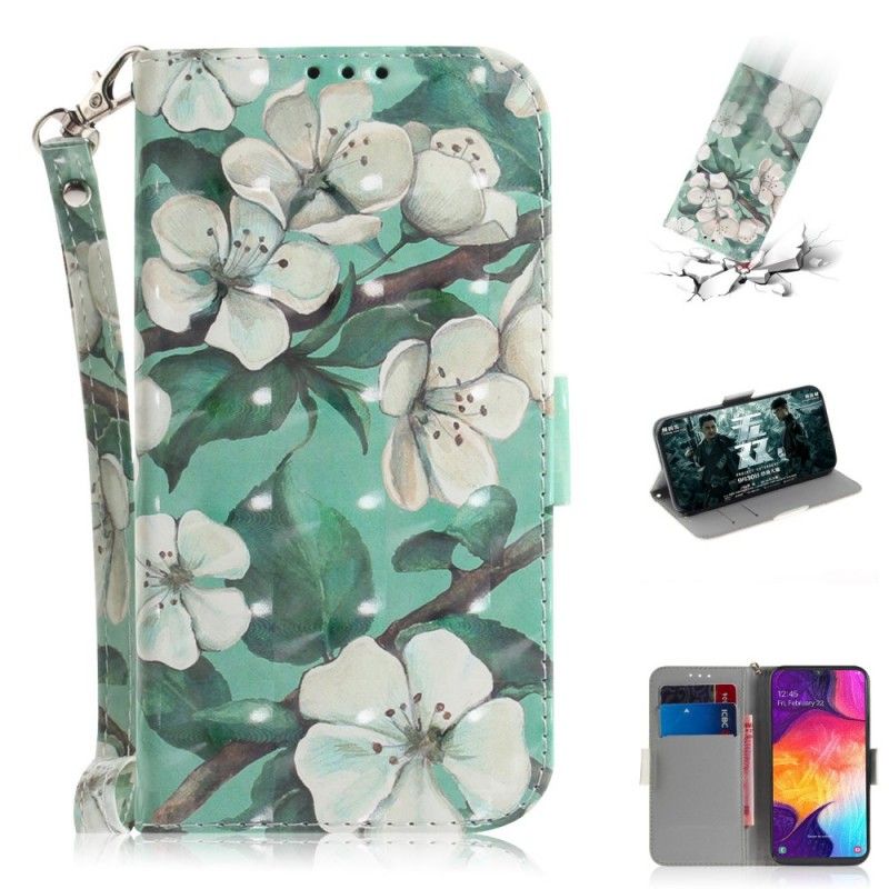 Flip Cover Samsung Galaxy A50 Mobilcover Blomstrende Gren Med Rem