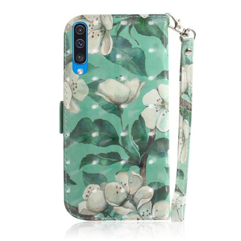 Flip Cover Samsung Galaxy A50 Mobilcover Blomstrende Gren Med Rem