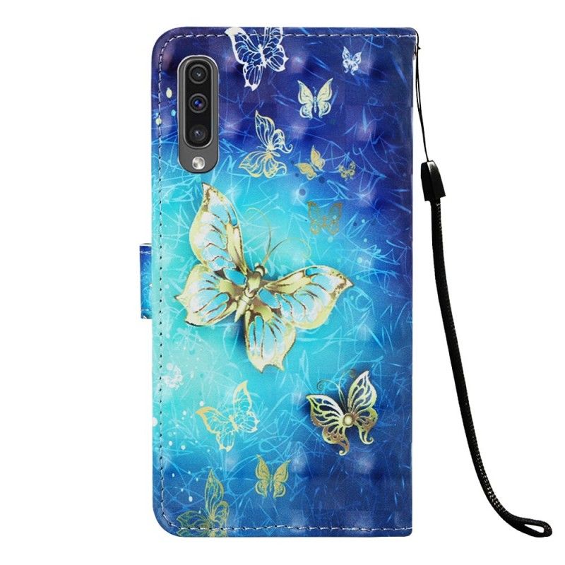 Flip Cover Samsung Galaxy A50 Mobilcover Gyldne Sommerfugle