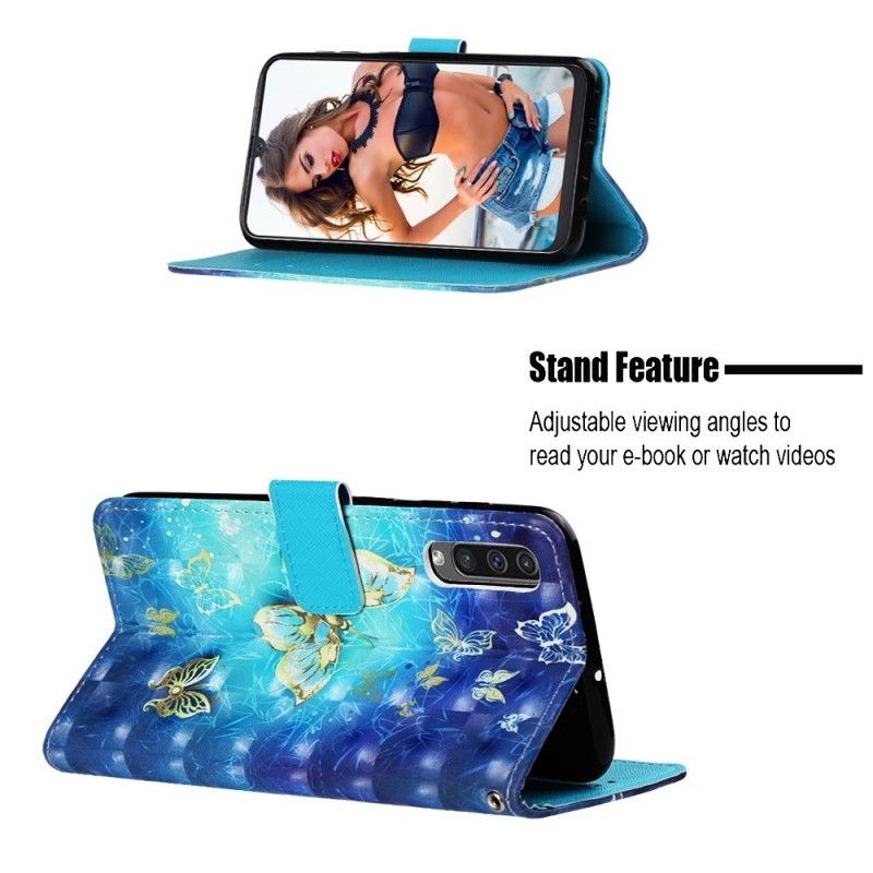 Flip Cover Samsung Galaxy A50 Mobilcover Gyldne Sommerfugle