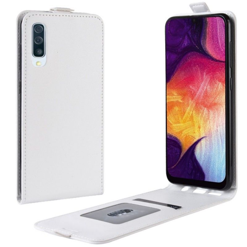 Flip Cover Samsung Galaxy A50 Sort Mobilcover Foldning Af Lædereffekt