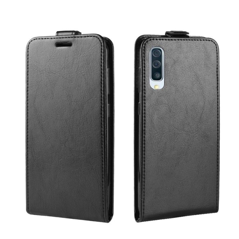 Flip Cover Samsung Galaxy A50 Sort Mobilcover Foldning Af Lædereffekt