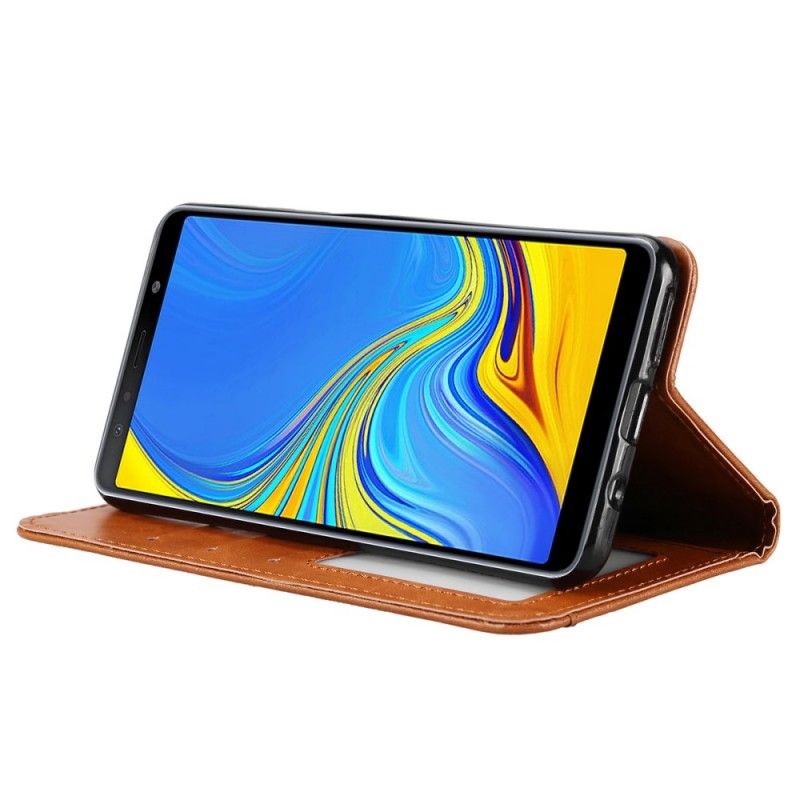 Læder Cover for Samsung Galaxy A50 Sort Kortholder I Kunstlæder