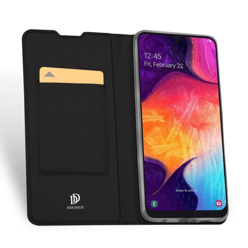 Læder Cover Samsung Galaxy A50 Sort Førsteklasses Serie