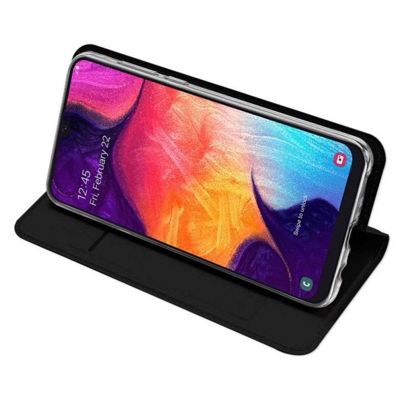 Læder Cover Samsung Galaxy A50 Sort Førsteklasses Serie