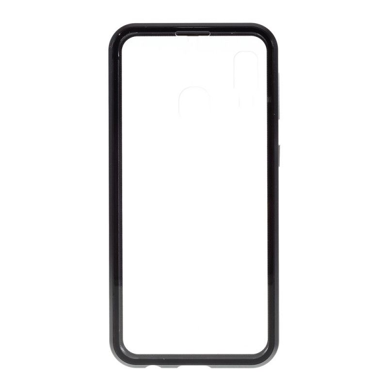 Cover for Samsung Galaxy A20e Sort Kanter Af Metal Og Hærdet Glas