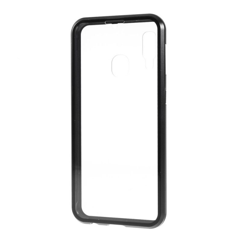 Cover for Samsung Galaxy A20e Sort Kanter Af Metal Og Hærdet Glas