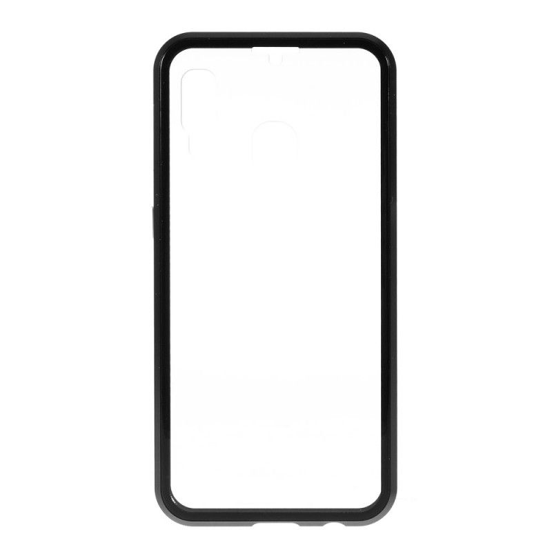 Cover for Samsung Galaxy A20e Sort Kanter Af Metal Og Hærdet Glas