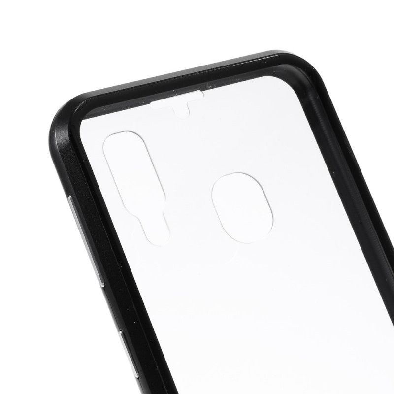 Cover for Samsung Galaxy A20e Sort Kanter Af Metal Og Hærdet Glas