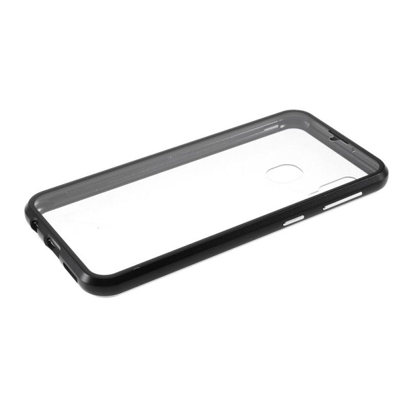 Cover for Samsung Galaxy A20e Sort Kanter Af Metal Og Hærdet Glas