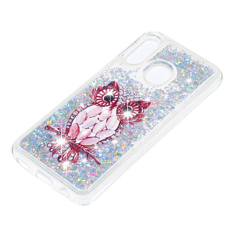 Cover Samsung Galaxy A20e Glitter Rød Ugle