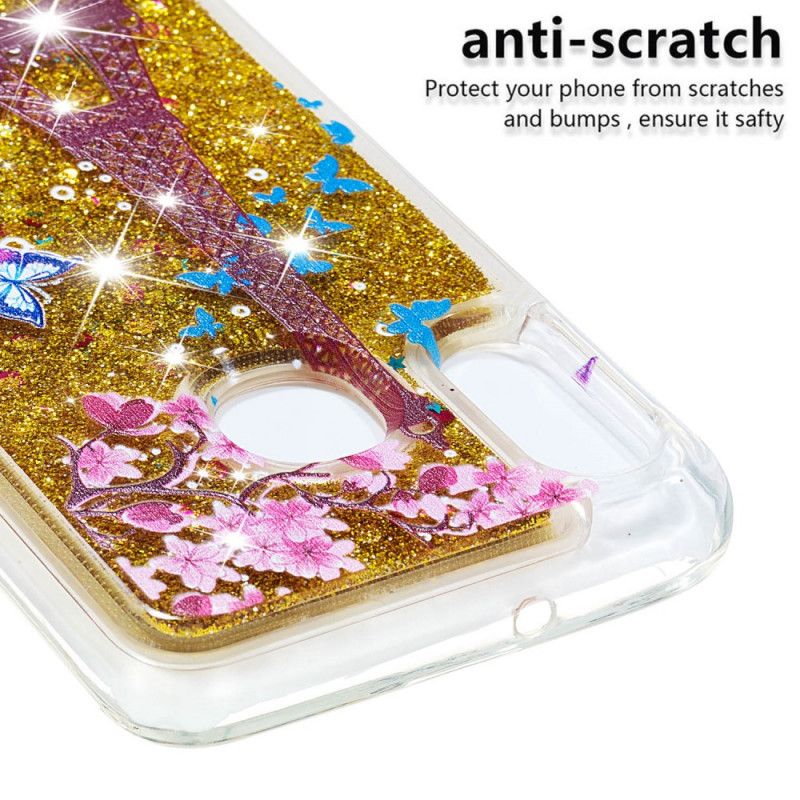 Cover Samsung Galaxy A20e Gyldent Glitter Eiffeltårn