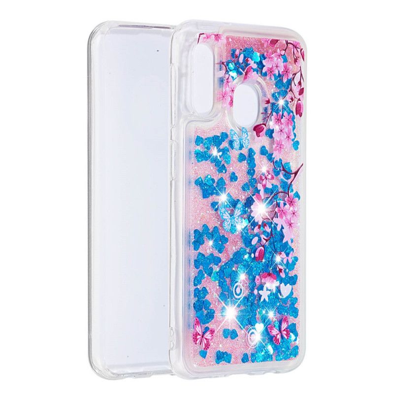 Cover Samsung Galaxy A20e Sommerfugle Og Blå Blomster