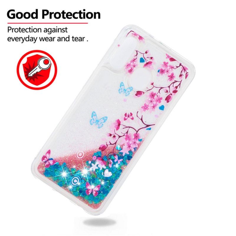 Cover Samsung Galaxy A20e Sommerfugle Og Blå Blomster