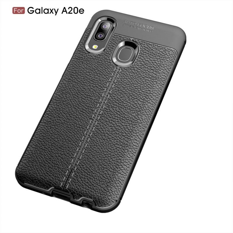 Cover Samsung Galaxy A20e Sort Dobbelt Line Lychee Læder Effekt