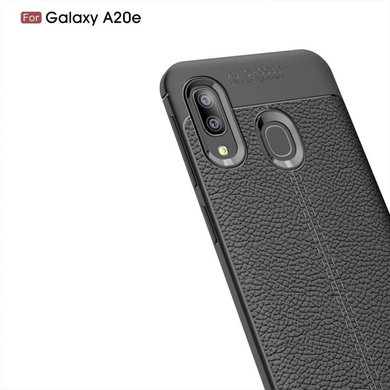 Cover Samsung Galaxy A20e Sort Dobbelt Line Lychee Læder Effekt