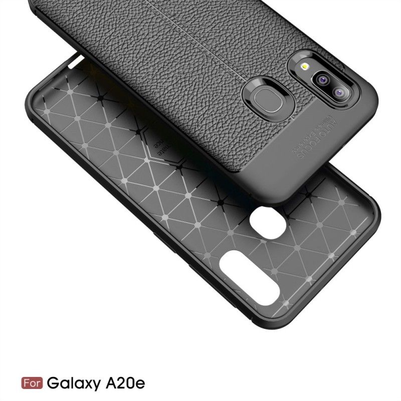 Cover Samsung Galaxy A20e Sort Dobbelt Line Lychee Læder Effekt