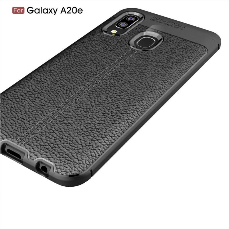 Cover Samsung Galaxy A20e Sort Dobbelt Line Lychee Læder Effekt