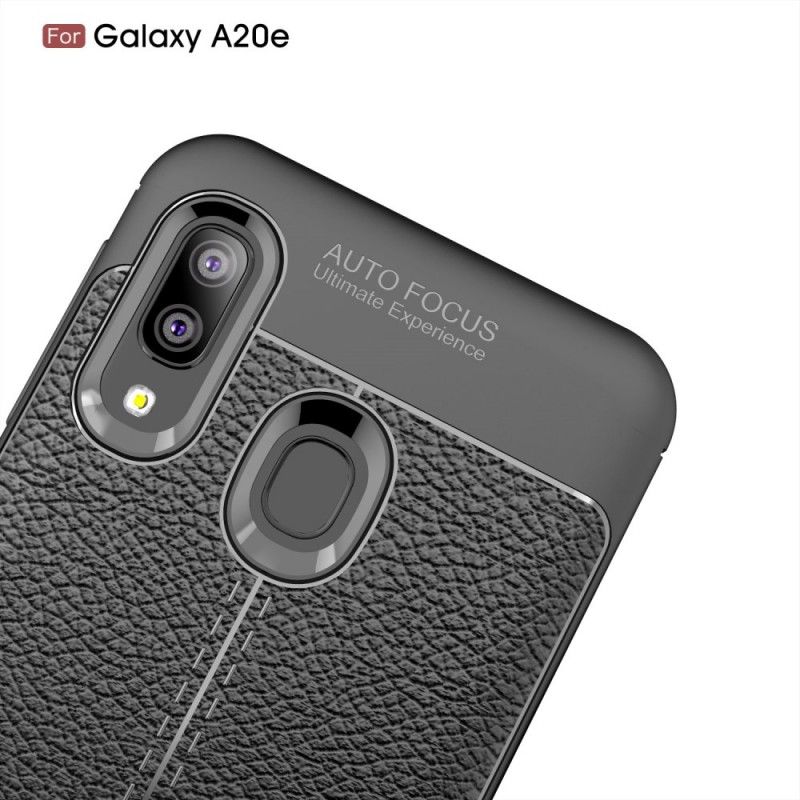 Cover Samsung Galaxy A20e Sort Dobbelt Line Lychee Læder Effekt