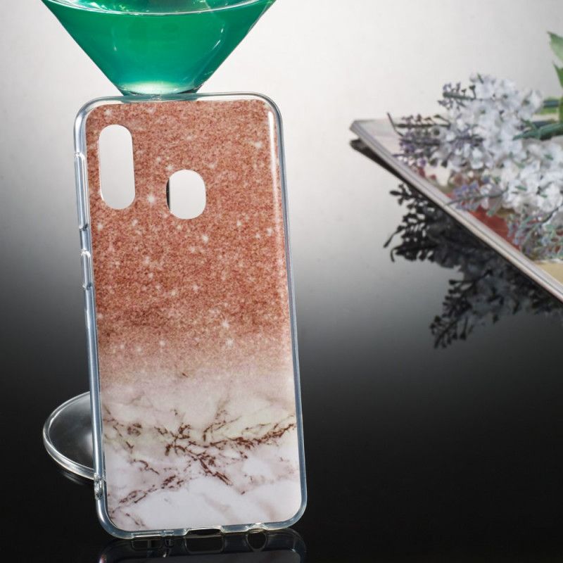 Cover Samsung Galaxy A20e Sort Marmorglitter