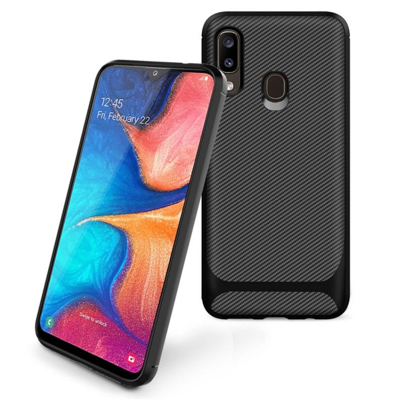 Cover Samsung Galaxy A20e Sort Mobilcover Enkelt Fleksibelt Kulfiber