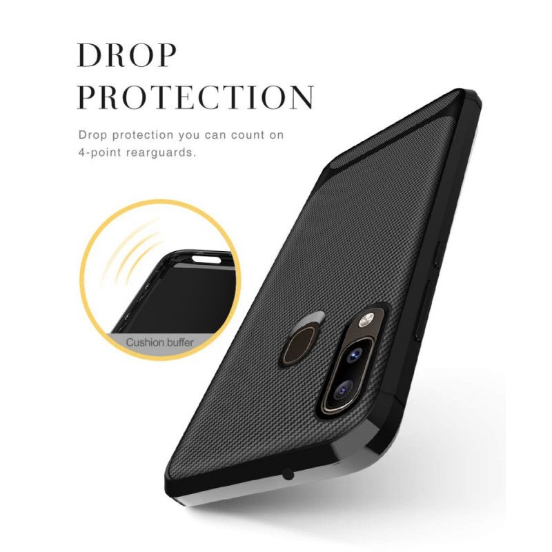 Cover Samsung Galaxy A20e Sort Mobilcover Enkelt Fleksibelt Kulfiber