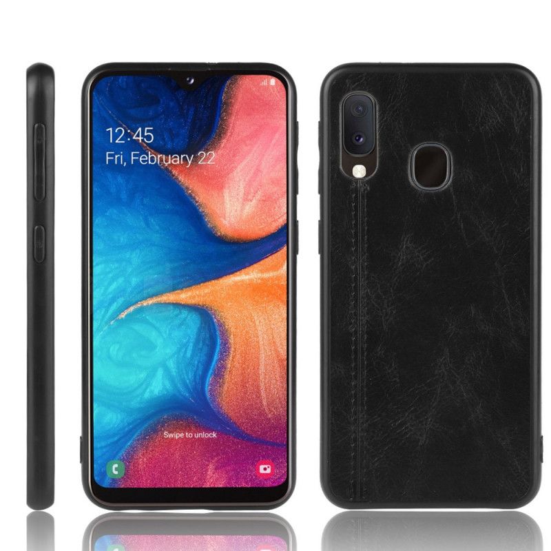 Cover Samsung Galaxy A20e Sort Syet Lædereffekt