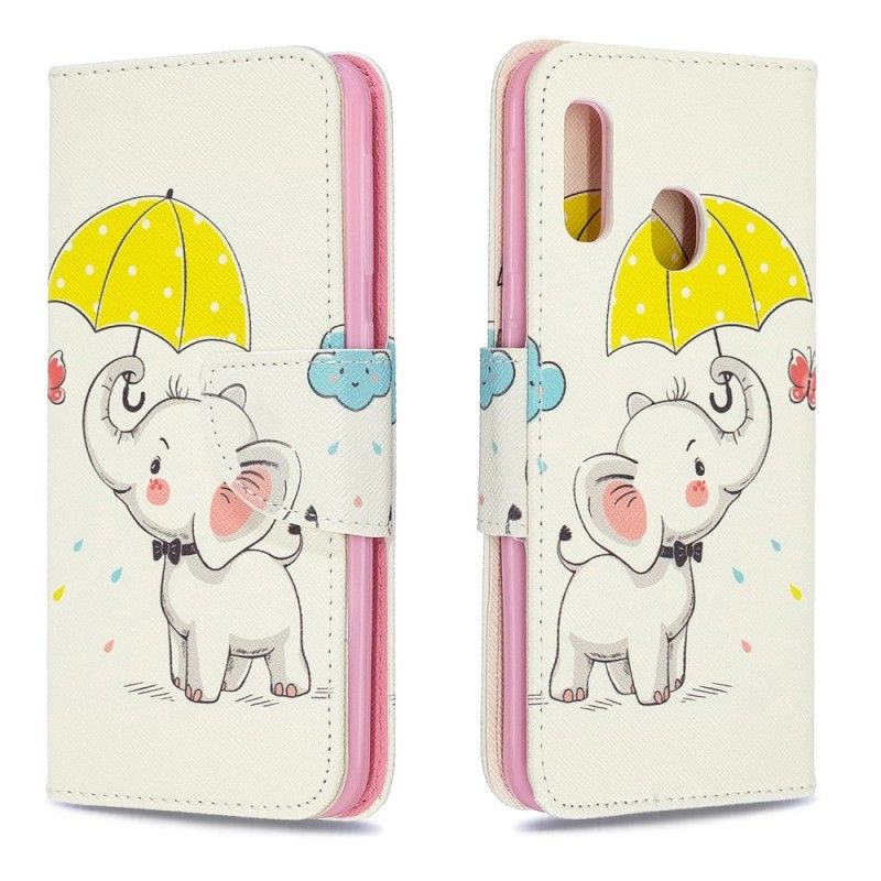 Flip Cover Læder for Samsung Galaxy A20e Elefant