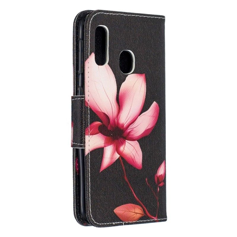 Flip Cover Læder for Samsung Galaxy A20e Lyserød Blomst