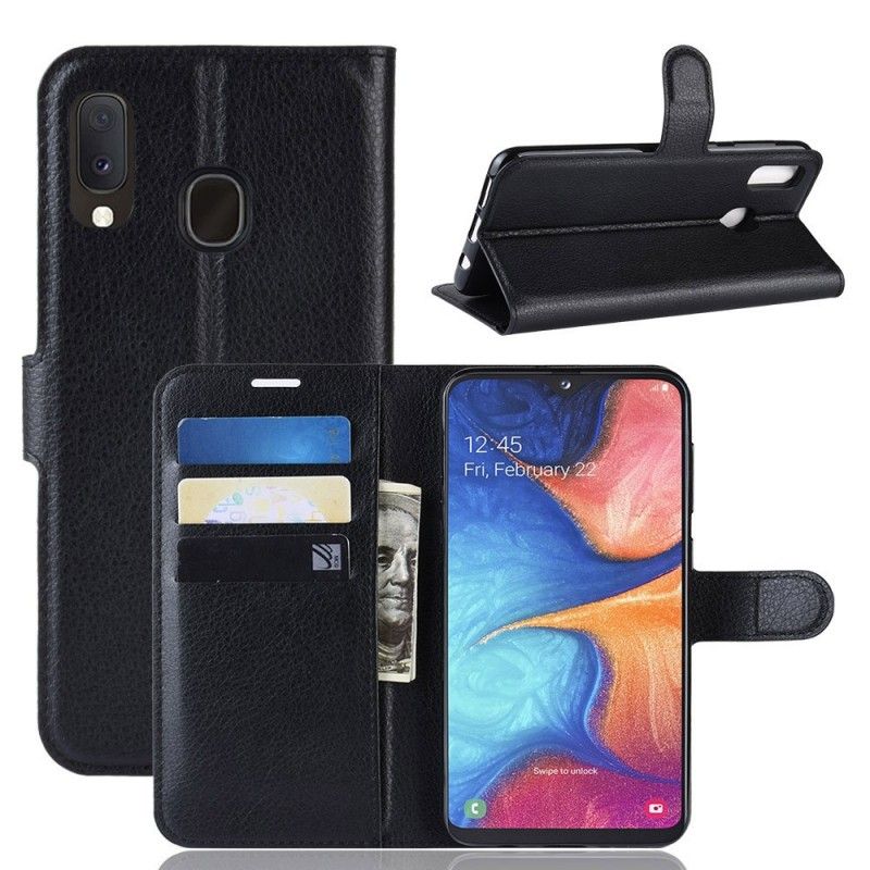 Flip Cover Læder for Samsung Galaxy A20e Sort Klassisk