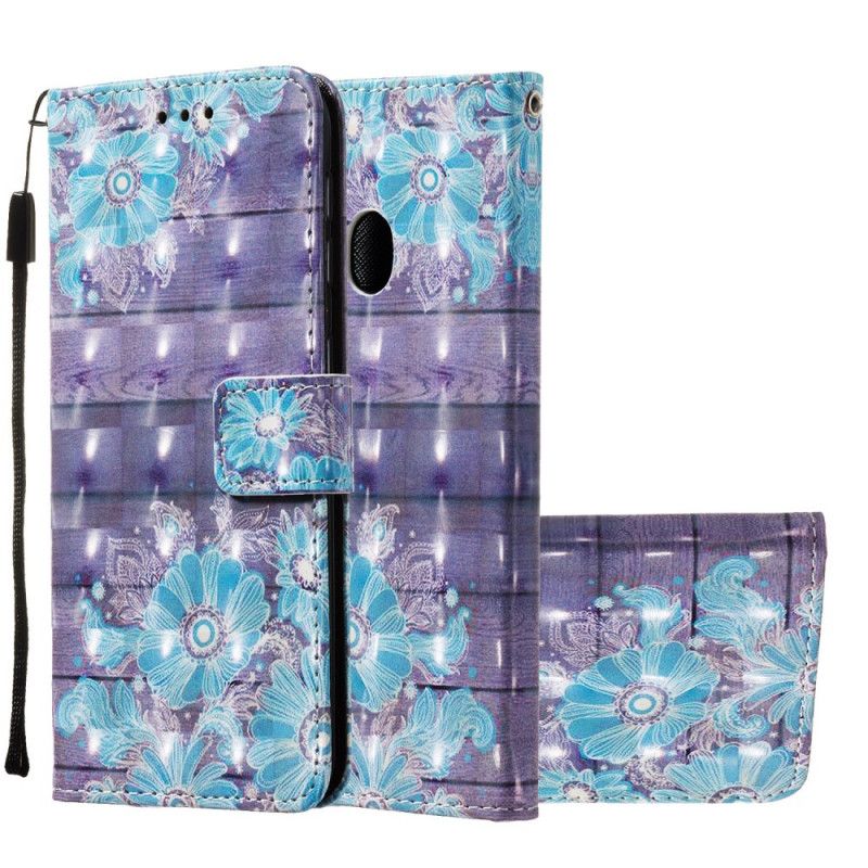 Flip Cover Læder Samsung Galaxy A20e Blå Blomster