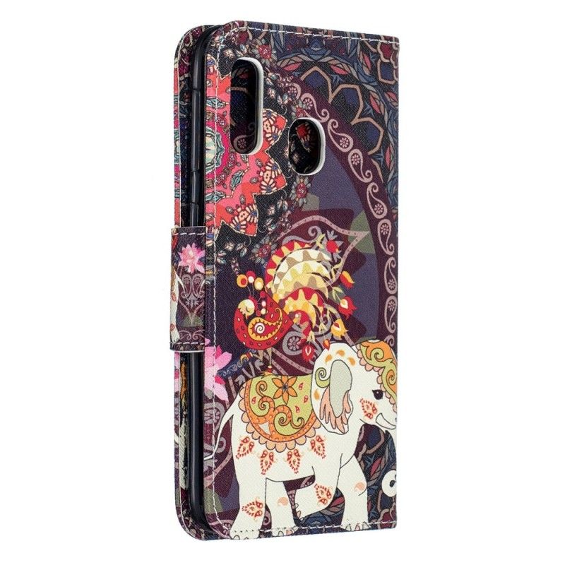 Flip Cover Læder Samsung Galaxy A20e Etnisk Elefantmandala Beskyttelse