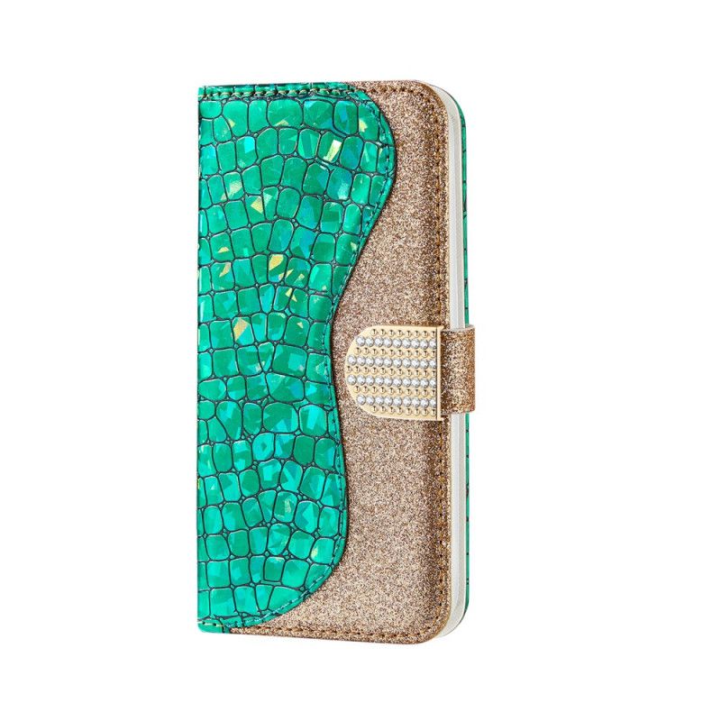 Flip Cover Læder Samsung Galaxy A20e Gul Krokodildiamanter