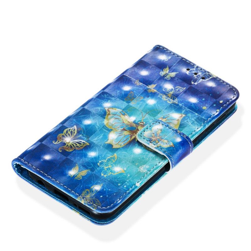 Flip Cover Læder Samsung Galaxy A20e Gyldne Sommerfugle