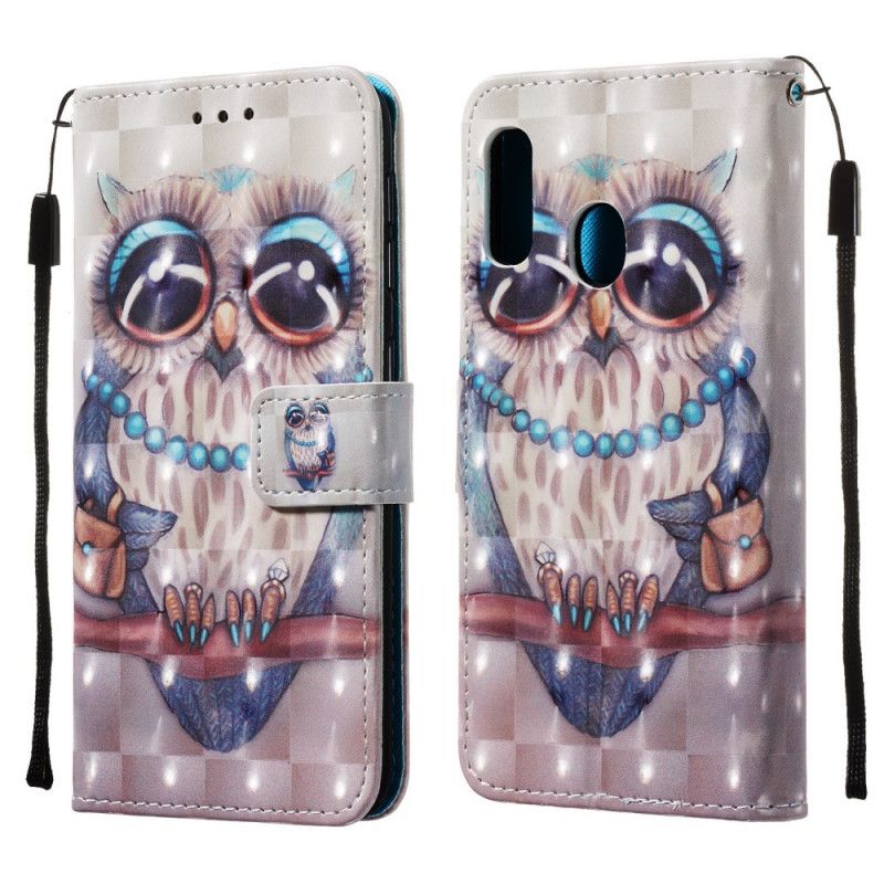 Flip Cover Læder Samsung Galaxy A20e Miss Ugle