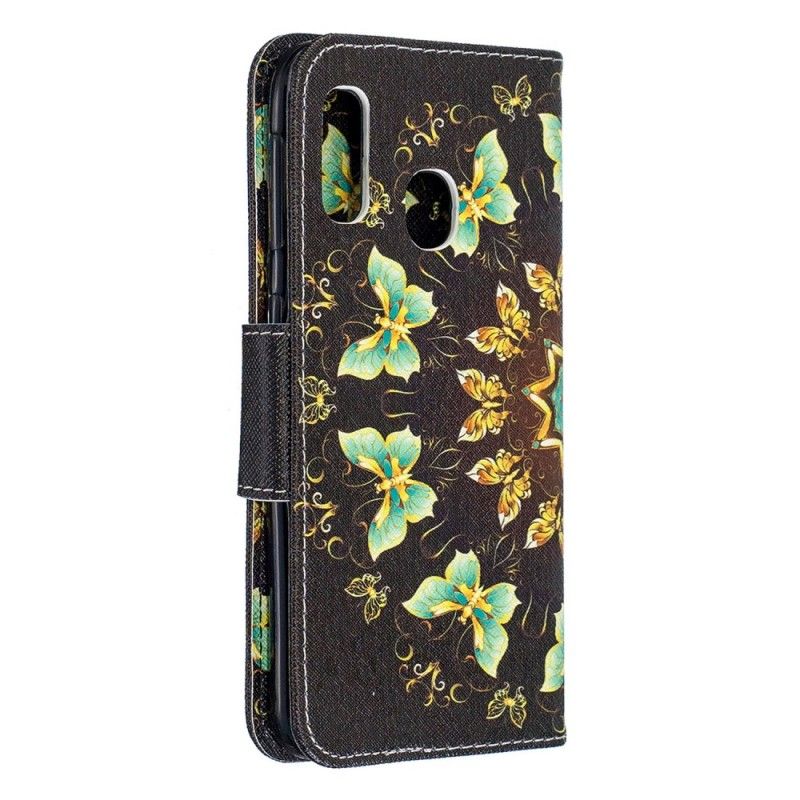 Flip Cover Læder Samsung Galaxy A20e Sommerfuglemandala