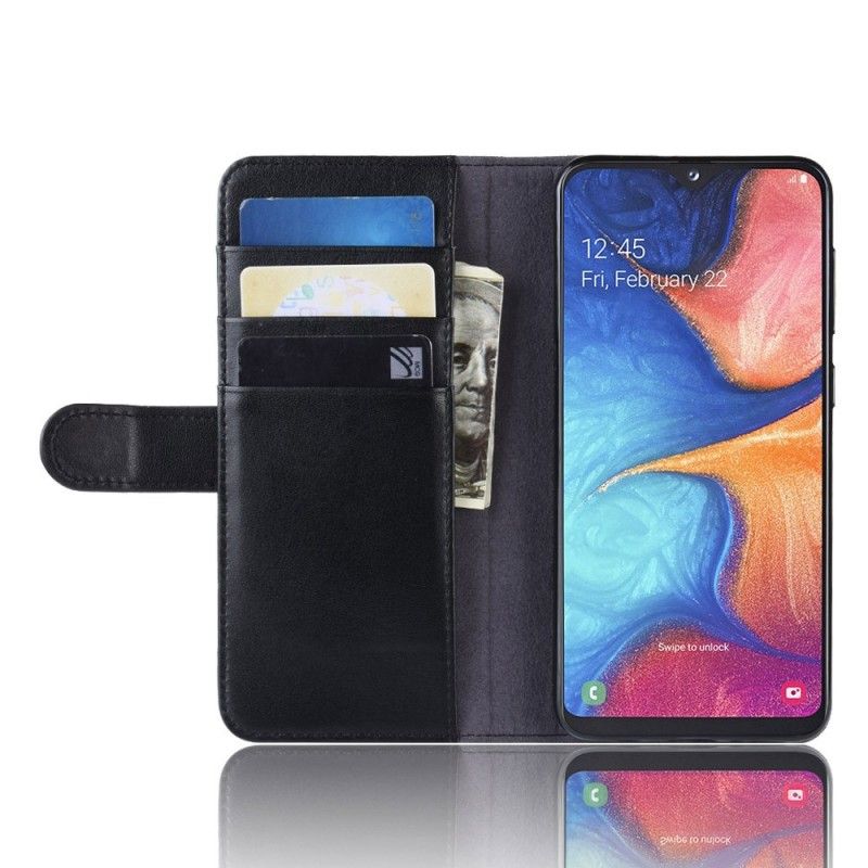 Flip Cover Læder Samsung Galaxy A20e Sort Delt Læder