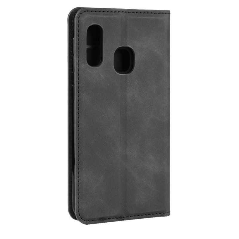 Læder Cover Samsung Galaxy A20e Sort Elegant Lædereffekt Beskyttelse