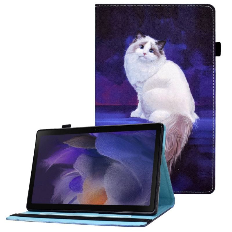 Læder Cover Samsung Galaxy Tab A8 Telefon Etui (2021) Hvid Kat