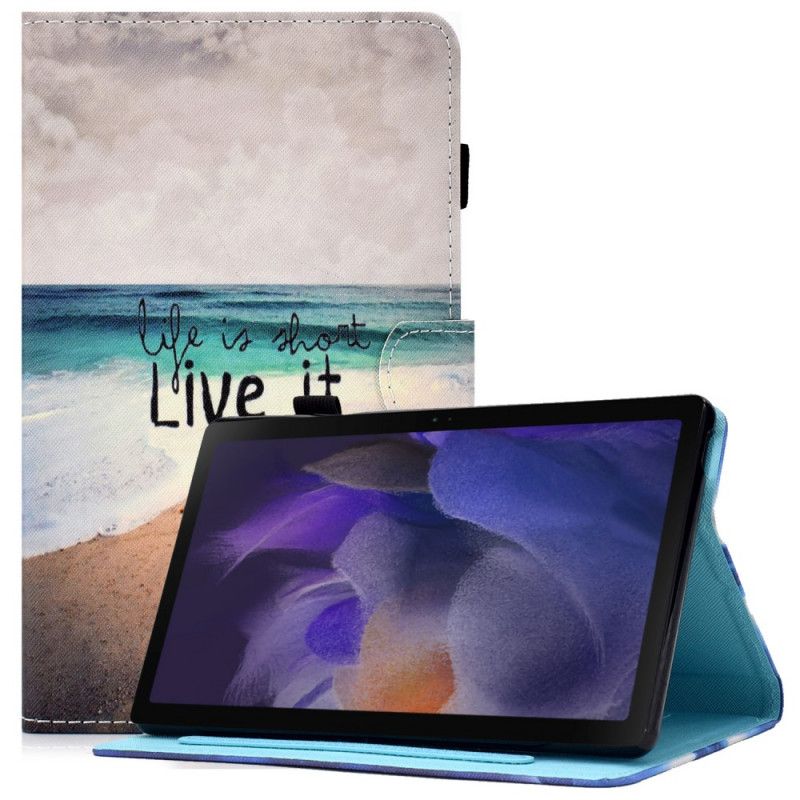 Læder Cover Samsung Galaxy Tab A8 Telefon Etui (2021) Life Is Short Beach