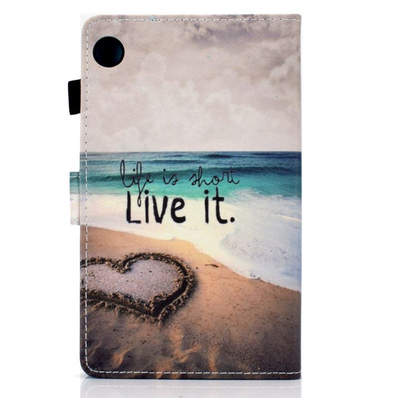 Læder Cover Samsung Galaxy Tab A8 Telefon Etui (2021) Life Is Short Beach