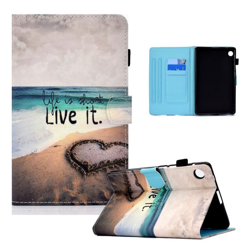 Læder Cover Samsung Galaxy Tab A8 Telefon Etui (2021) Life Is Short Beach